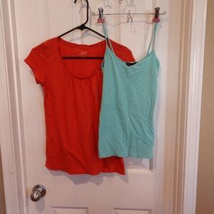 2 Size XS Tops-LOFT Orange Top&21 Tank Top
